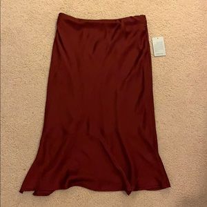 Red silk skirt